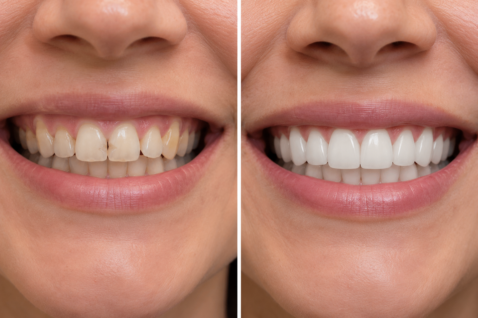 Before and after porcelain veneers transformation at Georgetown Advanced Dentistry in Washington, DC